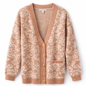 Francesca's Collections Tan and White Knit Cardigan